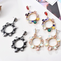European and American style exaggerated geometric alloy diamond earrings wholesale
