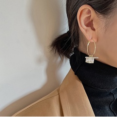 Korean fashion square zircon pendent alloy earrings female