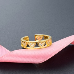 Korean style fashion S925 silver creative hollow heart-shaped diamond open ring