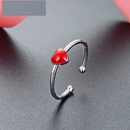 s925 silver Korean style simple oil drop oil heart opening adjustable ringpicture4
