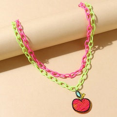 Korean creative resin apple cute necklace set
