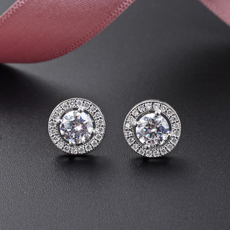  simple geometric round zircon s925 silver earrings wholesale NHDNF608125's discount tags