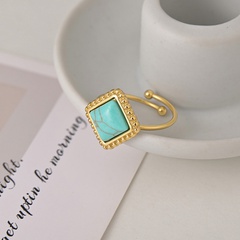 European and American style new square ring with turquoise titanium steel adjustable ring