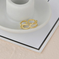 14k gold embossed oval new ring ladies retro titanium steel open index finger ring