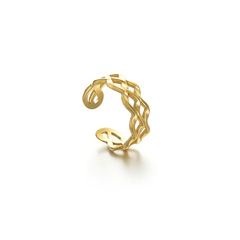 New 14K Gold Simple Twisted Titanium Steel Adjustable Open Index Finger Ring
