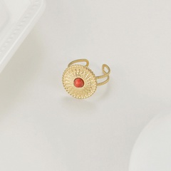 Vintage einfacher geprägter Rubin C-förmiger Ring Damen-Nischen-Titan-Stahl offener Ring