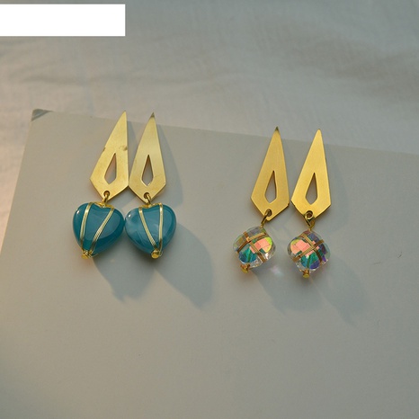 fashion gemstone geometric retro simple earrings copper earrings NHOUB608178's discount tags