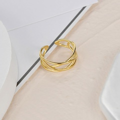 Koreanische neue zweilagige Linie mit geometrischem Titanstahl und offenem Ring, weiblich
