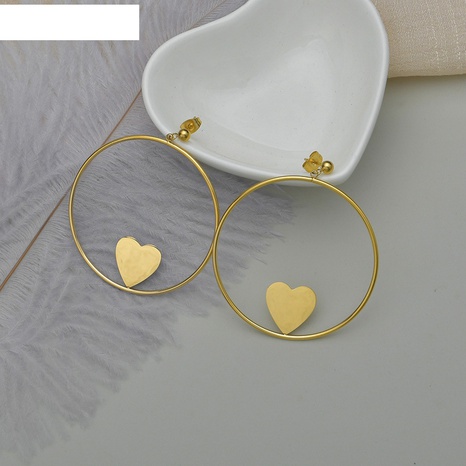 pendientes elegantes de moda en forma de corazón pendientes de acero de titanio de corazón simple's discount tags