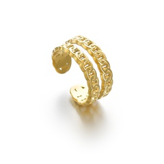 14K gold stitching oval interlocking open ring female niche titanium steel index finger ring