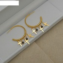 fashion Cshaped cross earrings black diamonds titanium steel earringpicture7