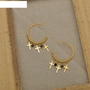 fashion Cshaped cross earrings black diamonds titanium steel earringpicture8
