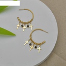 fashion Cshaped cross earrings black diamonds titanium steel earringpicture10