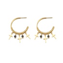 fashion Cshaped cross earrings black diamonds titanium steel earringpicture11