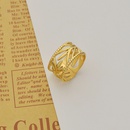 14K Gold French Simple Open Ring Titanium Steel Leaves Hollow Ringpicture7