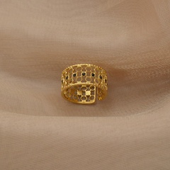 fashion hollow opening adjustment 14K gold diamond titanium steel ring