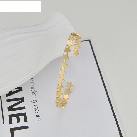 simple plated 14K gold star bracelet opening adjustable titanium steel C-shaped bracelet  NHOUB608246's discount tags