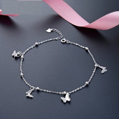 Korean style fashion foot jewelry s925 silver creative simple butterfly anklet