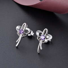 fashion popular zircon s925 silver hollow butterfly earrings wholesale