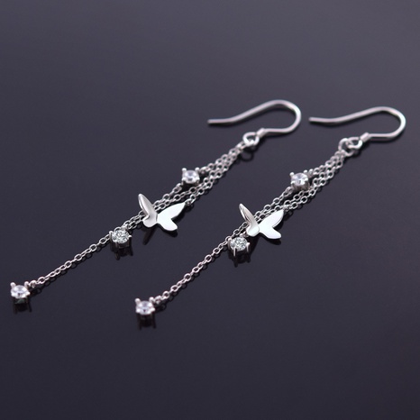 fashion s925 silver butterfly long inlaid zircon earrings wholesale's discount tags