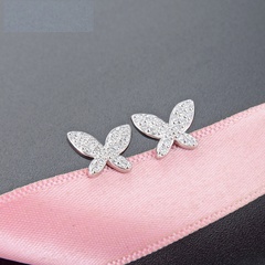 fashion inlaid zircon butterfly s925 silver stud earrings wholesale