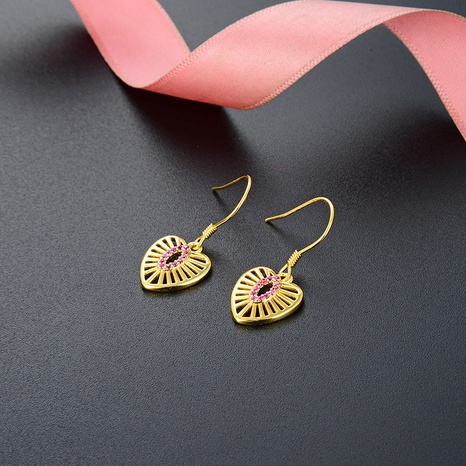 fashion simple zircon heart S925 silver hollow heart-shaped earrings's discount tags