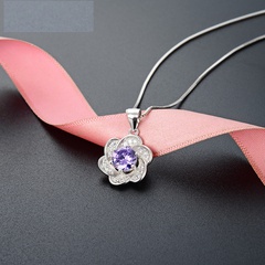 fashion hexagonal star flower s925 silver inlaid zircon necklace pendant