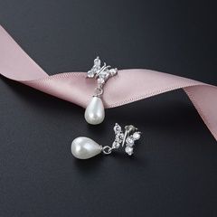 fashion geometric pearl 925 silver butterfly jewelry earrings wholesale