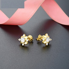 fashion s925 silver flower zircon stud earrings