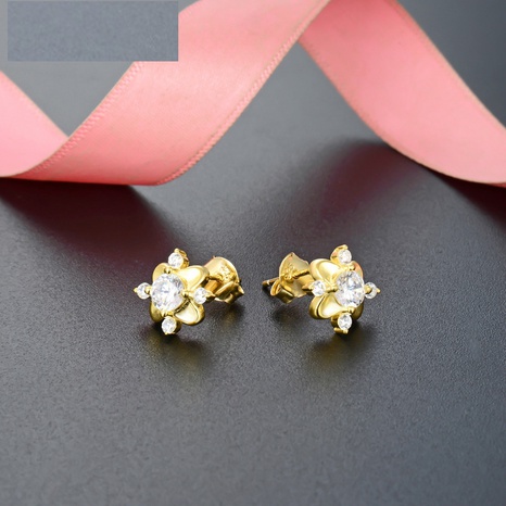 fashion s925 silver flower zircon stud earrings NHDNF608303's discount tags