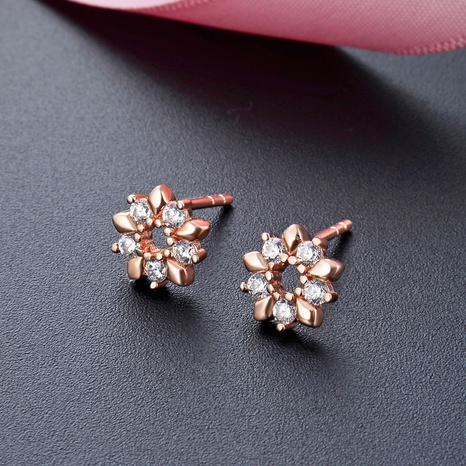 fashion s925 sterling silver inlaid zircon flower earrings wholesale NHDNF608310's discount tags