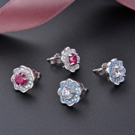 retro s925 sterling silver zircon flowers fashion ear jewelry NHDNF608311's discount tags