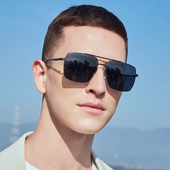 Retro nylon polarized sunglasses men's large frame double beam sunglasses