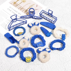 fashion Klein blue plush hair ring hair rope simple metal clip headdress