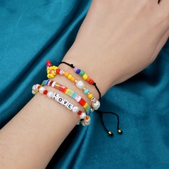 bohemia contrast color rice beads rainbow stacking bracelet