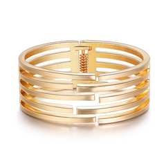 simple multi-layer opening bracelet geometric hollow wide-brimmed alloy bracelet
