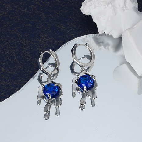 fashion blue rhinestone ear accessories simple retro copper earrings NHGI612300's discount tags