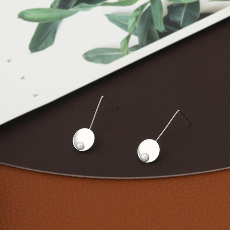 Simple sliver inlaid pearl copper earrings NHIK616757's discount tags