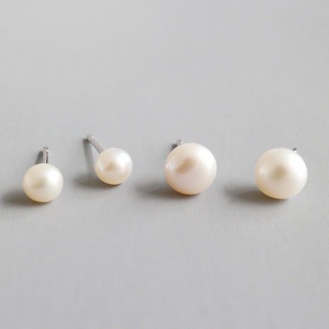 simple geometric S925 sterling silver pearl simple earrings NHFH612357's discount tags
