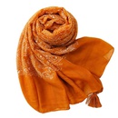 Simple fashion scarf ladies orange cashew flower tassel scarf shawlpicture5