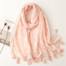 Simple fashion scarf ladies solid color pink hot silver small flower tassel scarf shawlpicture6