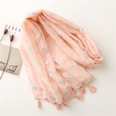 Simple fashion scarf ladies solid color pink hot silver small flower tassel scarf shawlpicture8