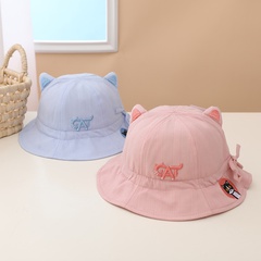 Cute cat ears embroidered cat tethered basin hat 2022 spring new fisherman hat