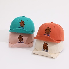 embroidery letter bear cap baby travel soft brim hat spring baby baseball hat