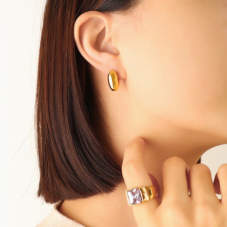 fashion jewelry geometric design oval titanium steel earrings wholesale's discount tags