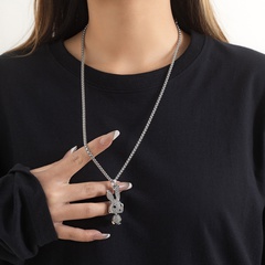 hip-hop titanium steel sweater chain fashion rabbit pendant necklace
