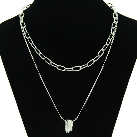Creative double collier hipster anneau pendentif rétro clavicule cuivre chandail chaîne's discount tags
