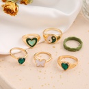 European and American new green dripping oil Tai Chi zircon heart ring 6piece setpicture8
