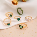 European and American new green dripping oil Tai Chi zircon heart ring 6piece setpicture9