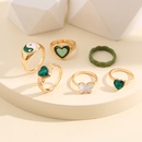 European and American new green dripping oil Tai Chi zircon heart ring 6piece setpicture10